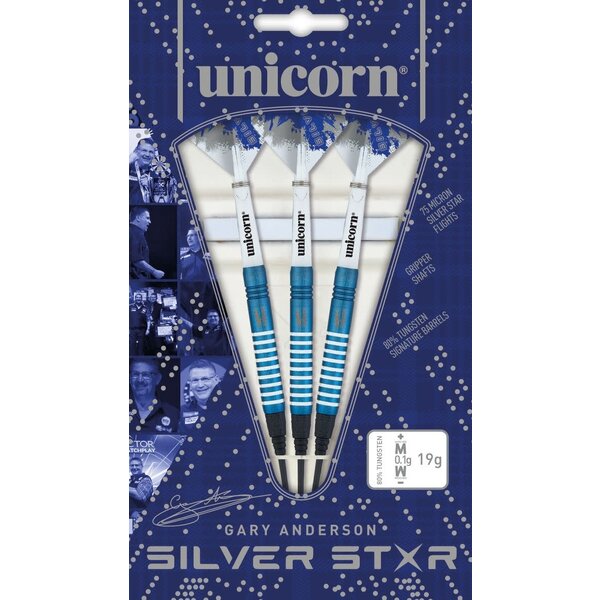 Unicorn Darts Unicorn Gary Anderson Silver Star Blue 80% Soft Tip Darts