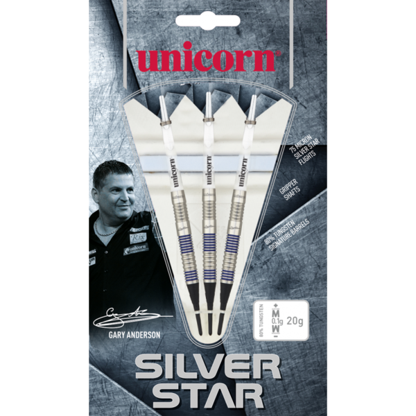 Unicorn Darts Unicorn Gary Anderson Silver Star 80% Style 2 Soft Tip Darts