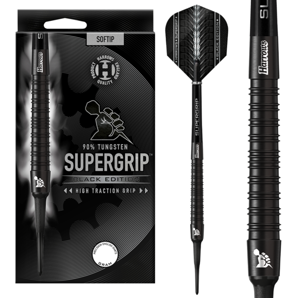 Harrows Darts Harrows Supergrip Black Edition 90% Soft Tip Darts