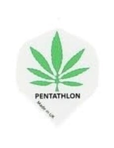 PENTATHLON Pentathlon White Green Leaf Standard Dart Flights - 5 Sets