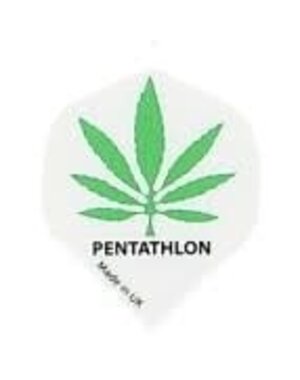 PENTATHLON Pentathlon White Green Leaf Standard Dart Flights - 5 Sets