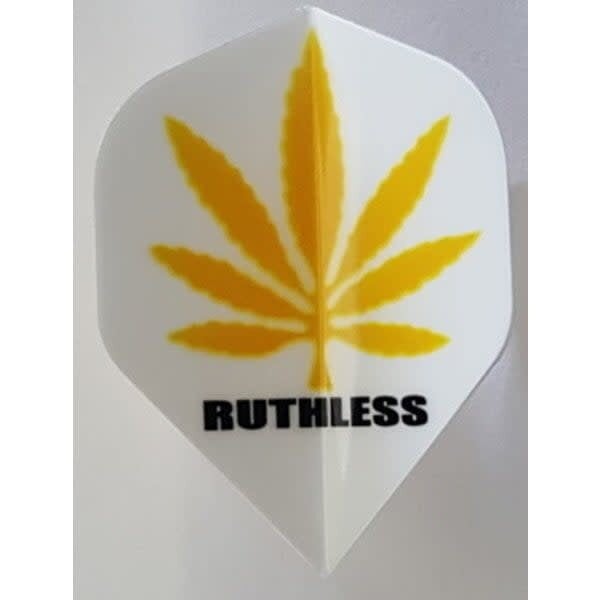 RUTHLESS Ruthless White with Yellow Pot Leaf Standard Dart Flights - 5 Sets