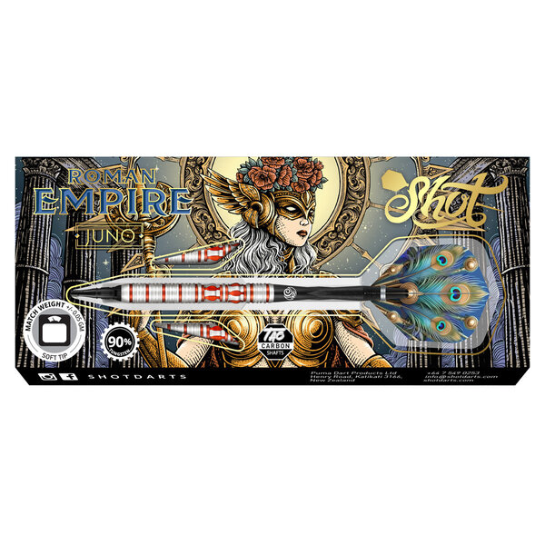 SHOT DARTS Shot Roman Empire Juno 90% Soft Tip Darts