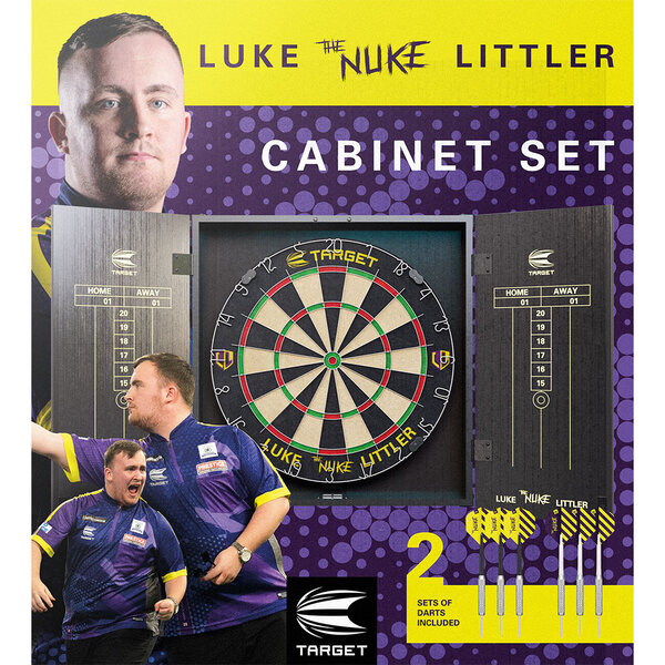 Target Darts Target Luke Littler Dart Board Cabinet Set