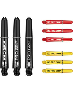 Target Darts Target Pro Grip Combi Set Black Red Yellow Dart Shafts