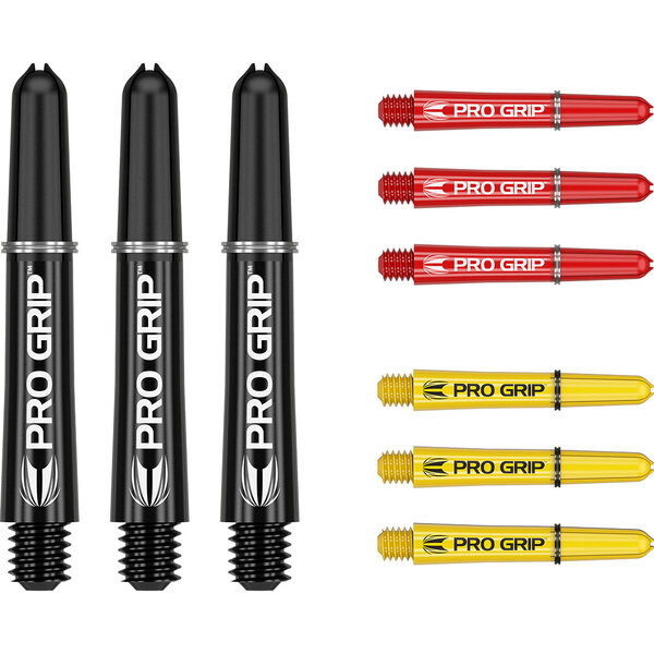 Target Darts Target Pro Grip Combi Set Black Red Yellow Dart Shafts