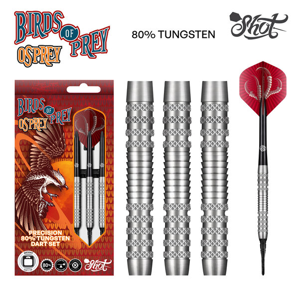 SHOT DARTS Shot Birds of Prey Osprey 80% Tungsten Soft Tip Darts 18g