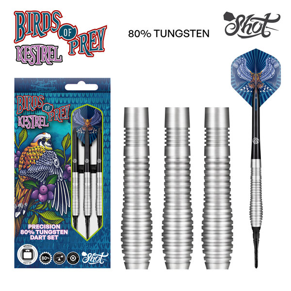 SHOT DARTS Shot Birds of Prey Kestrel 80% Soft Tip Darts 18g
