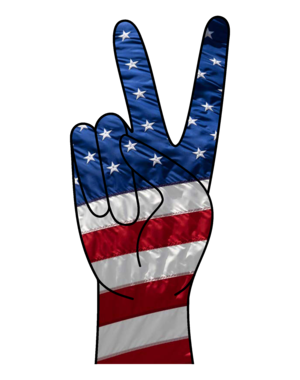 Darting Around American Flag Peace Sign Window Sticker