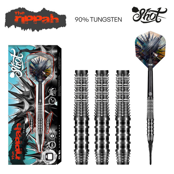 SHOT DARTS Shot Gnarly Rippah 90% Soft Tip Darts 20g