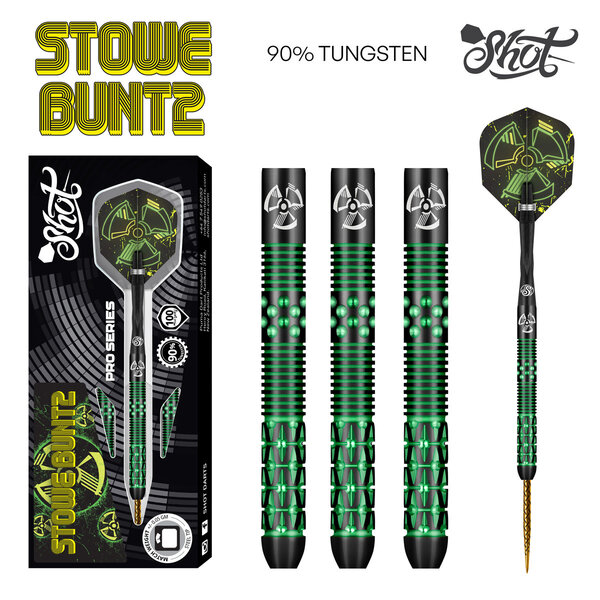 SHOT DARTS Shot Pro Series Stowe Buntz 2.0 Black Ti Steel Tip Darts