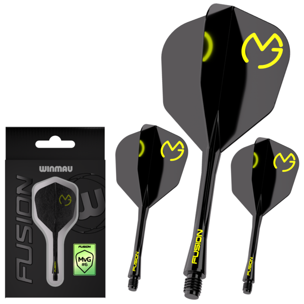 Winmau Darts Winmau MvG Pac Man Black and Green Fusion No. 6 Dart Flights