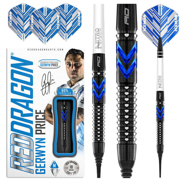 RED DRAGON Red Dragon Gerwyn Price Blue ICE SE Soft Tip Darts 20g