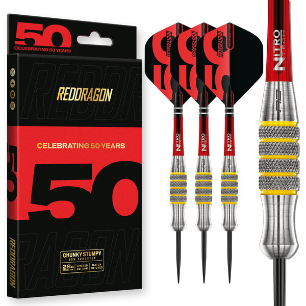 RED DRAGON Red Dragon 50 Chunky Stumpy 7 Steel Tip Darts 28g