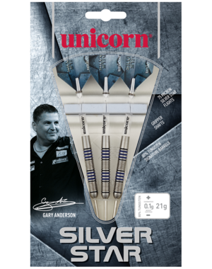 Unicorn Darts Unicorn Gary Anderson Silver Star Style 1 80% Steel Tip Darts