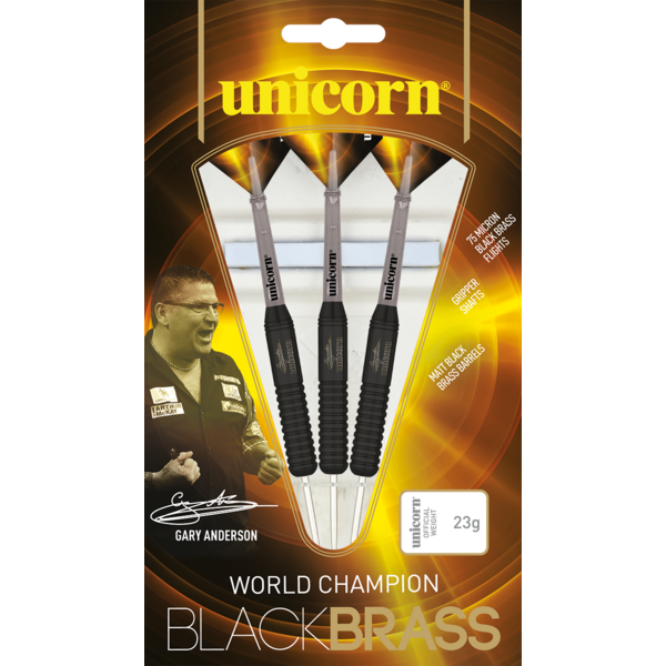 Unicorn Darts Unicorn Gary Anderson Black Brass Style 1 Steel Tip Darts