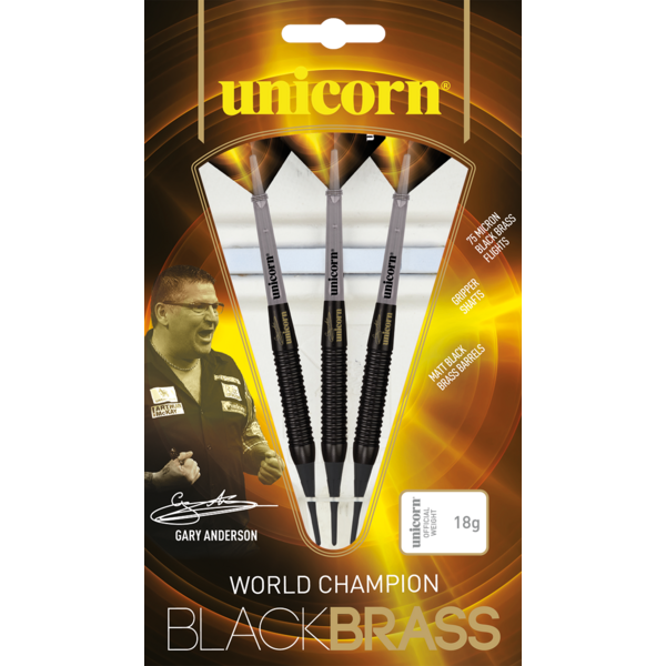 Unicorn Darts Unicorn Gary Anderson Black Brass Style 1 Soft Tip Darts