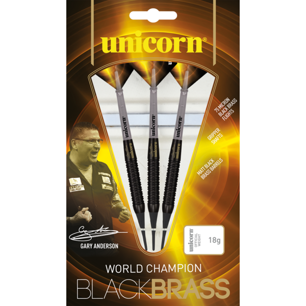 Unicorn Darts Unicorn Gary Anderson Black Brass Style 2 Soft Tip Darts