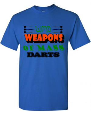 Darting Around Weapons of Mass Darts T-Shirt Royal Blue