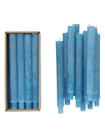 Unscented Taper Candles in Box, Powder Finish, Blue, Set of 12
