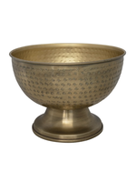 Decorative Metal Footed Bowl with Etched Pattern, Antique Brass Finish