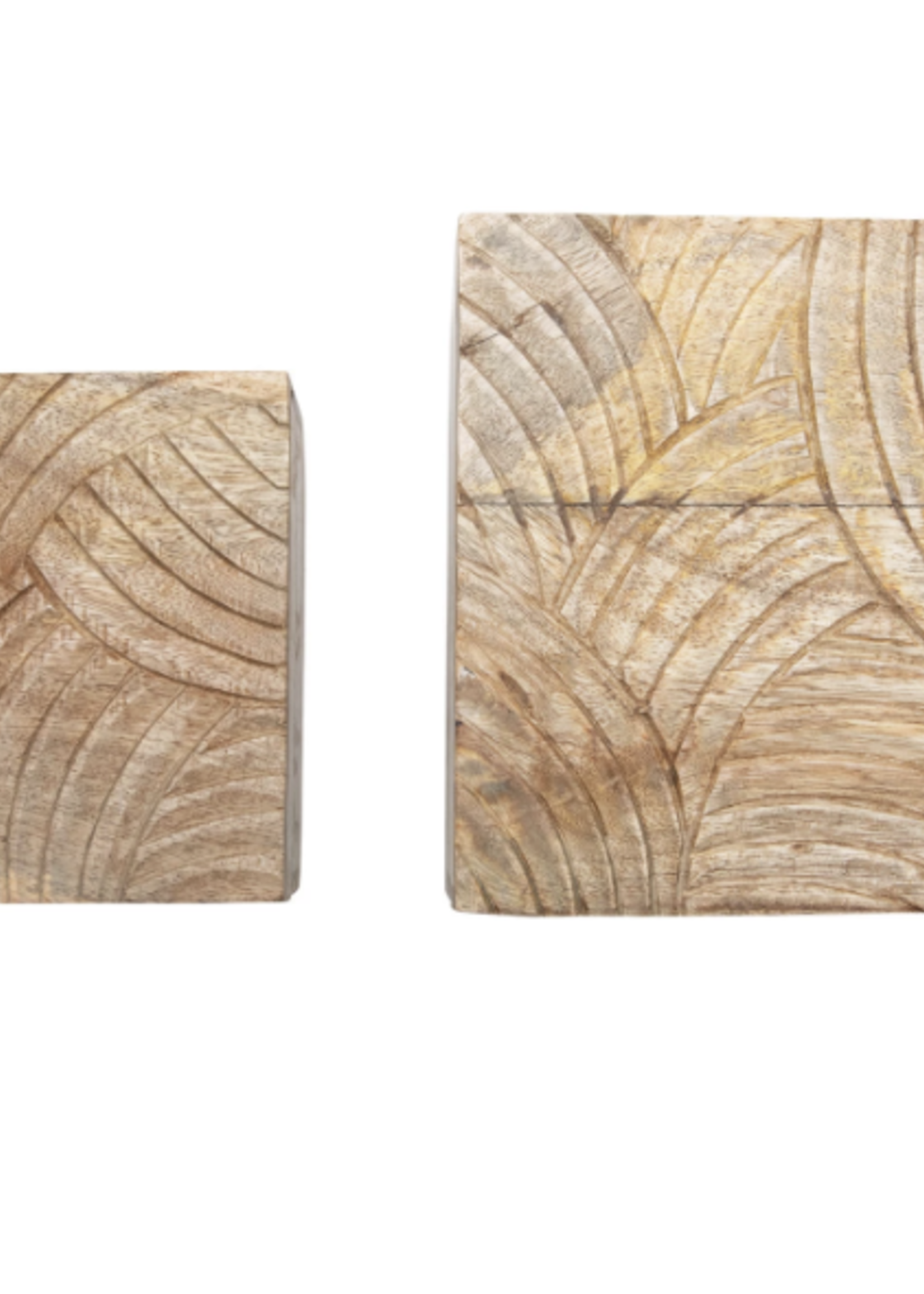 Creative Co-Op Hand-Carved Mango Wood Boxes, Set of 2