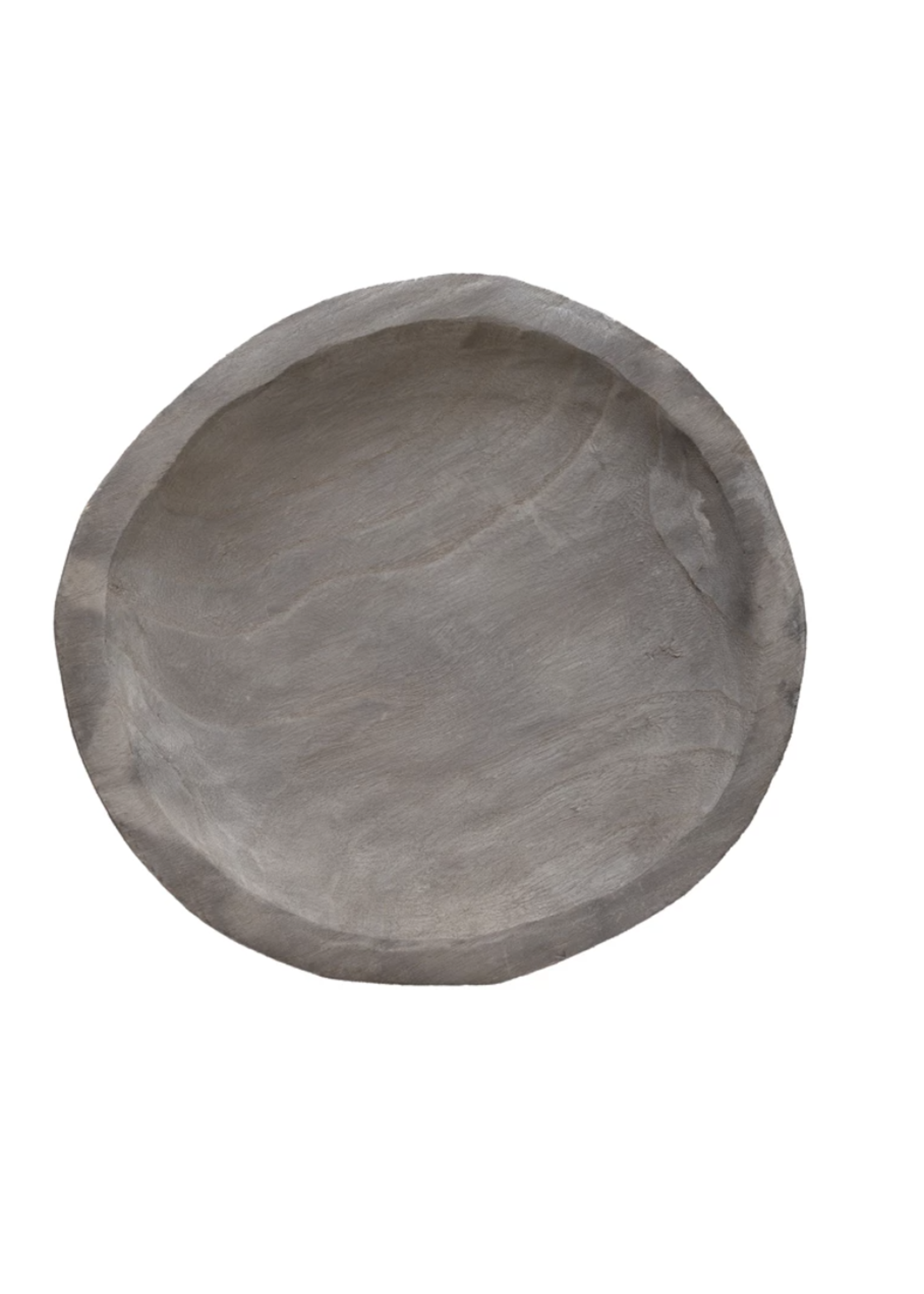 Round Decorative Paulownia Wood Tray, Grey Washed