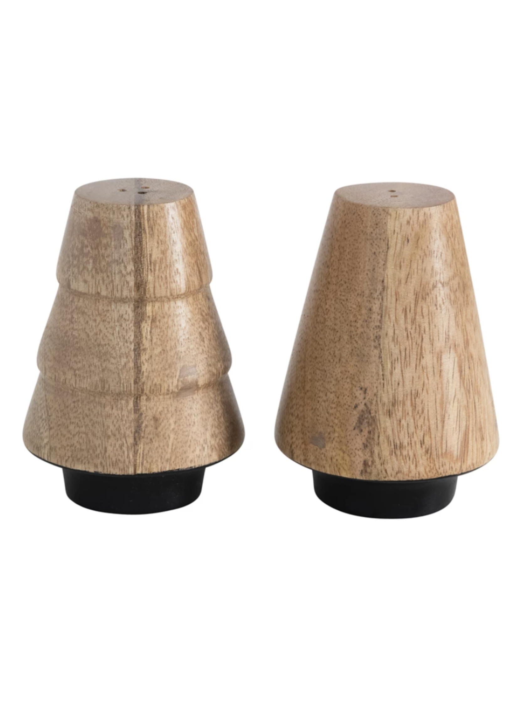 Hand-Carved Mango Wood Salt and Pepper Shakers, Set of 2