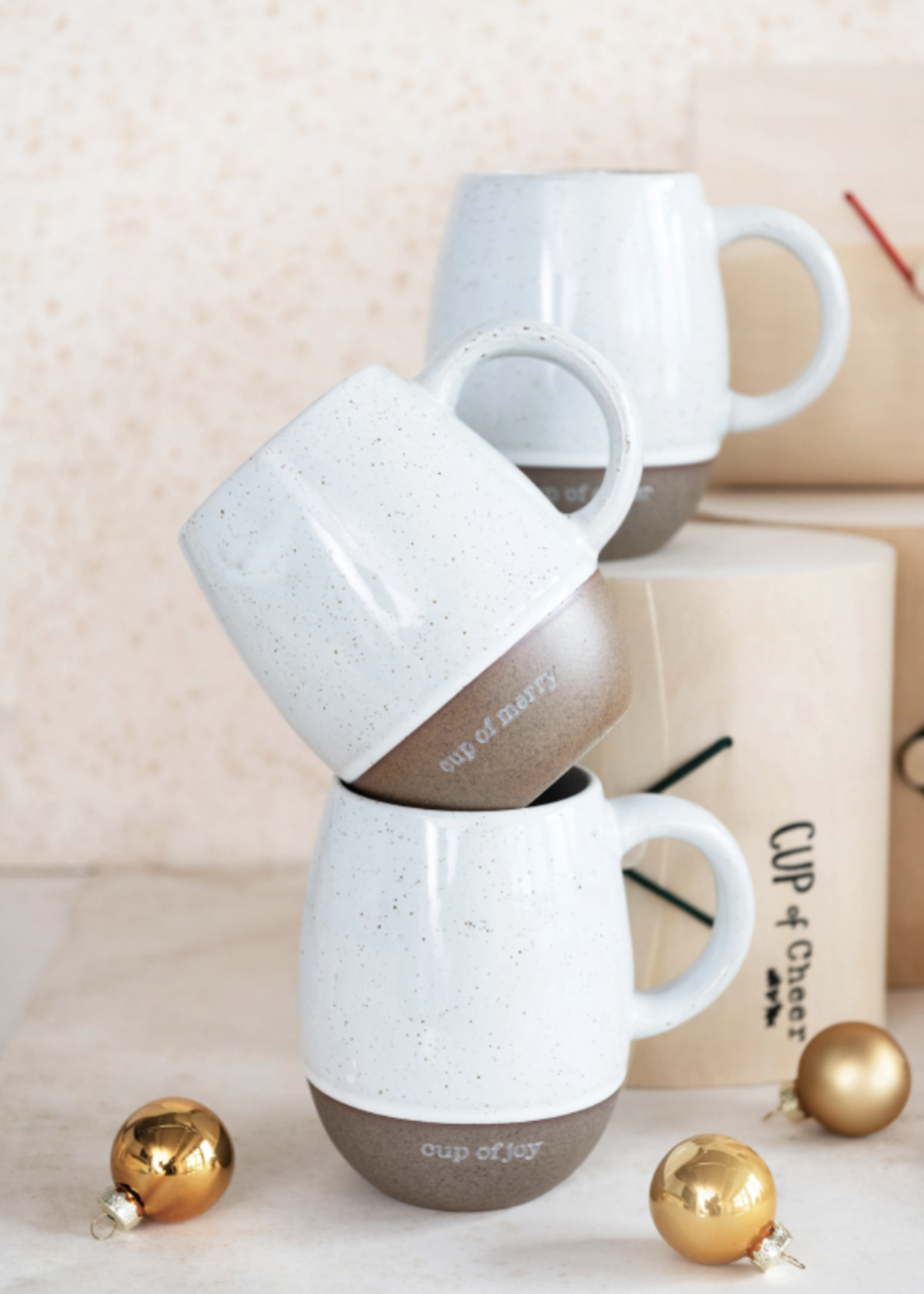 Creative Co-Op Stoneware Mug with Wood Gift Box and Saying, Reactive Glaze