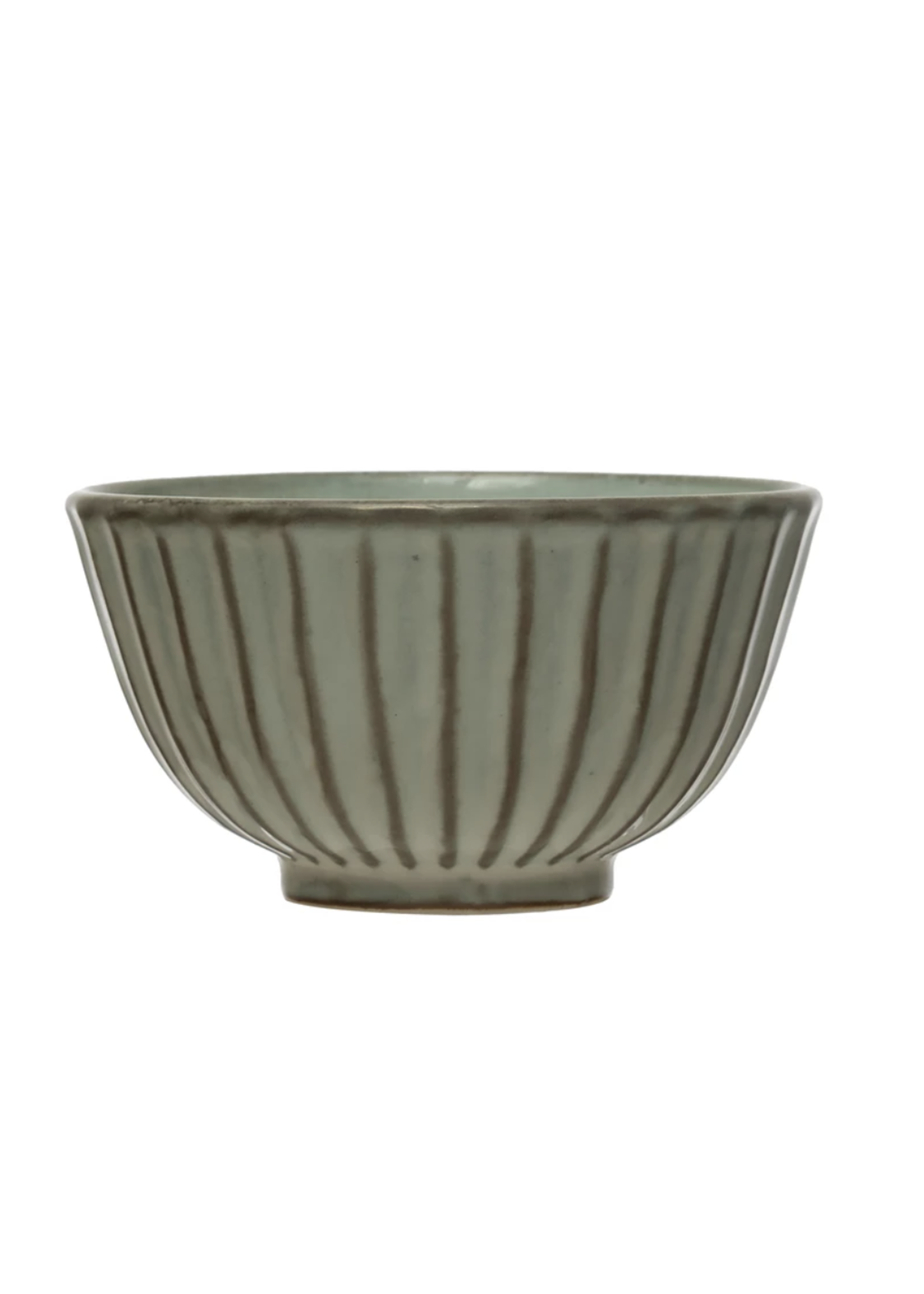 Stoneware Pleated Bowl, Cream Color