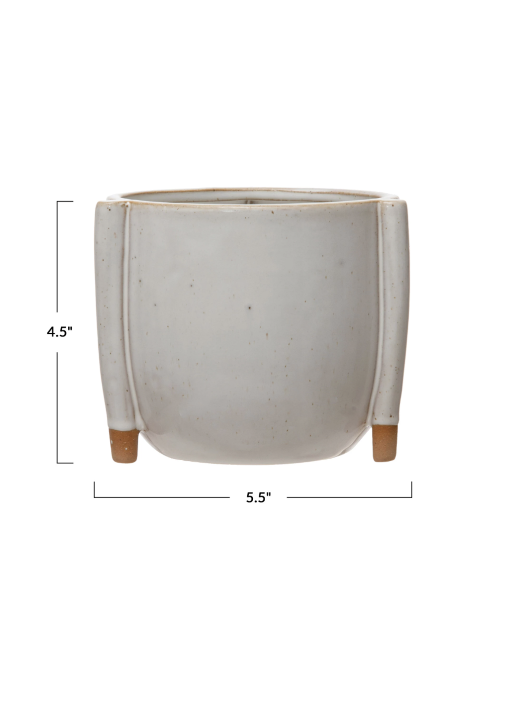 Medium Stoneware Footed Planter with Reactive Glaze