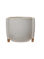 Medium Stoneware Footed Planter with Reactive Glaze