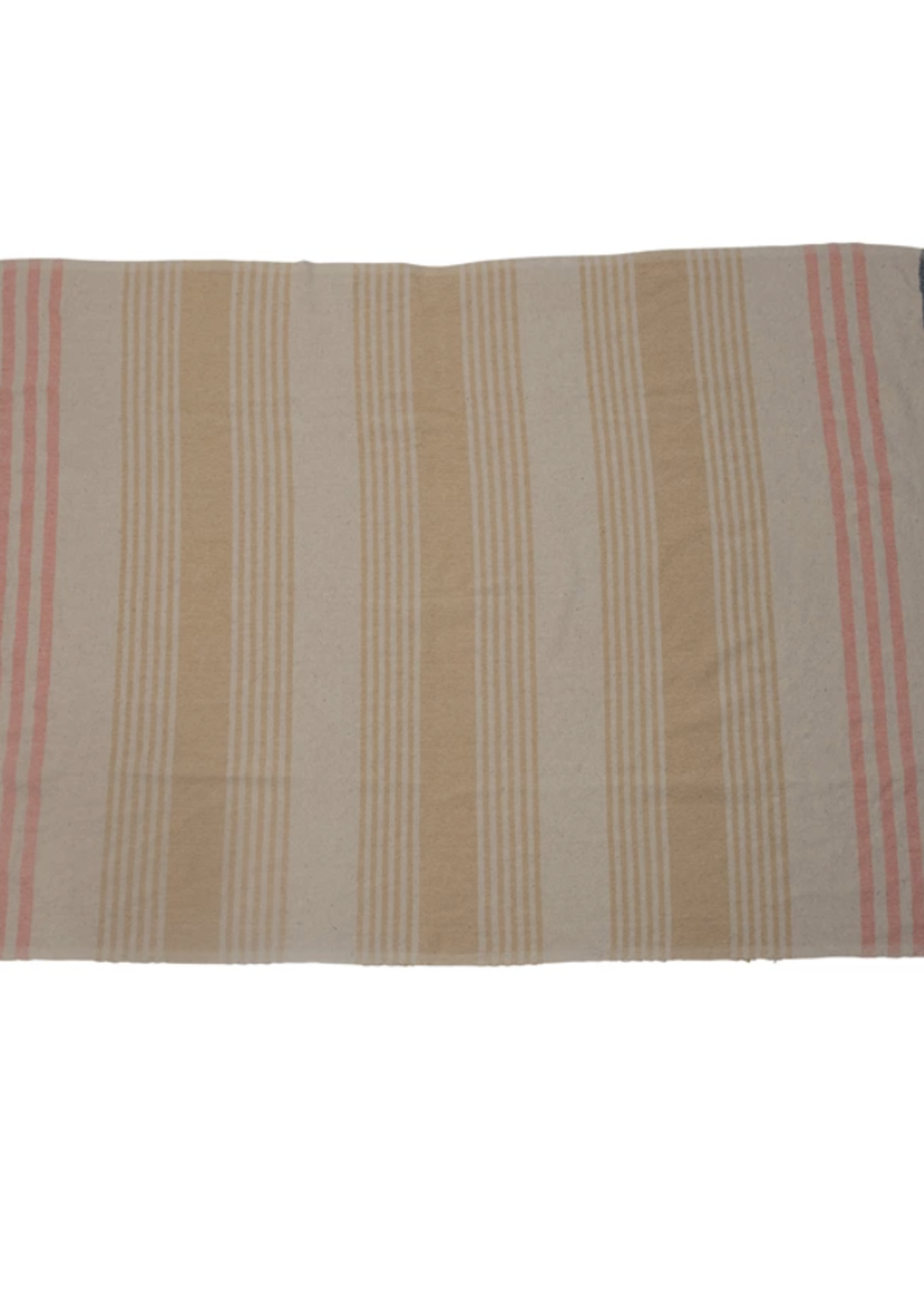 Creative Co-Op Woven Recycled Cotton Blend Throw w/ Stripes & Fringe, Multi Color