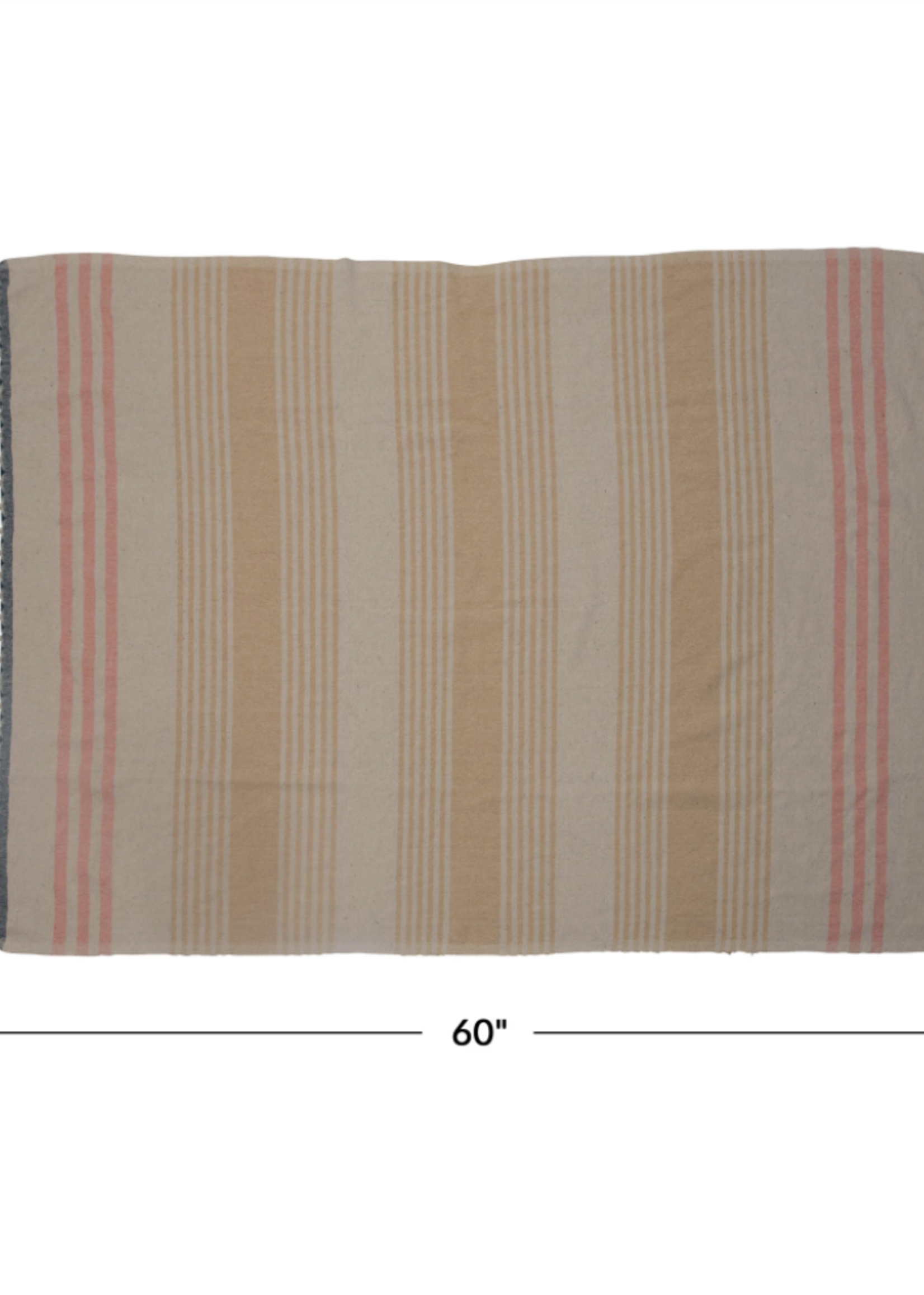 Creative Co-Op Woven Recycled Cotton Blend Throw w/ Stripes & Fringe, Multi Color