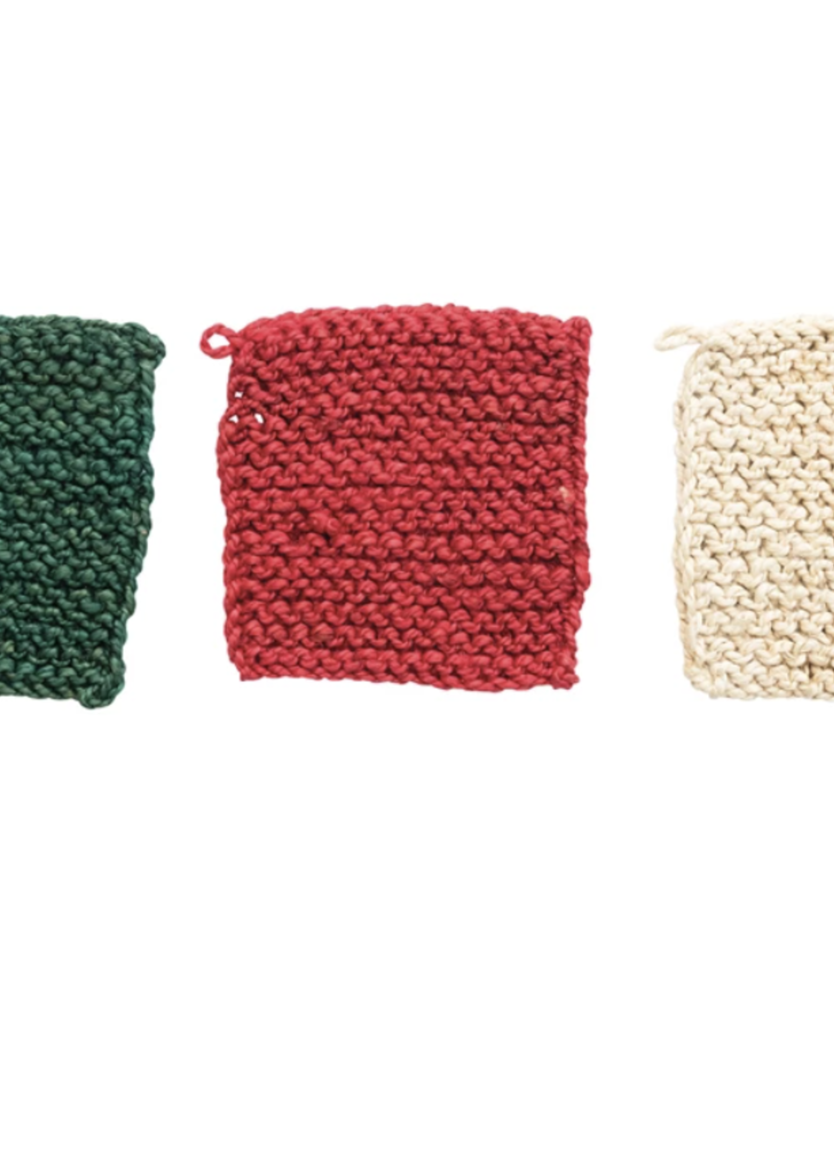 Creative Co-Op 8" Square Jute Crocheted Pot Holder, 3 Colors