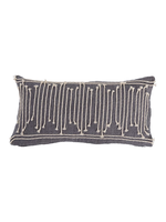 24" x 12" Cotton Lumbar Pillow with Appliqued Rope & Metallic Embroidery Grey