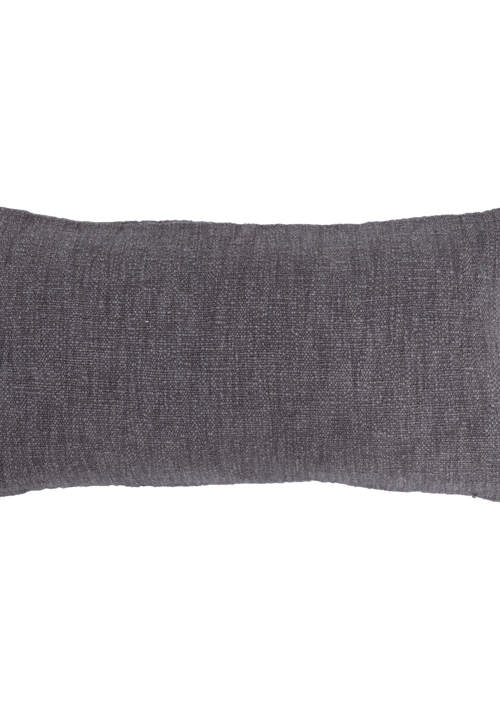 Bloomingville 24" x 12" Cotton Lumbar Pillow with Appliqued Rope & Metallic Embroidery Grey