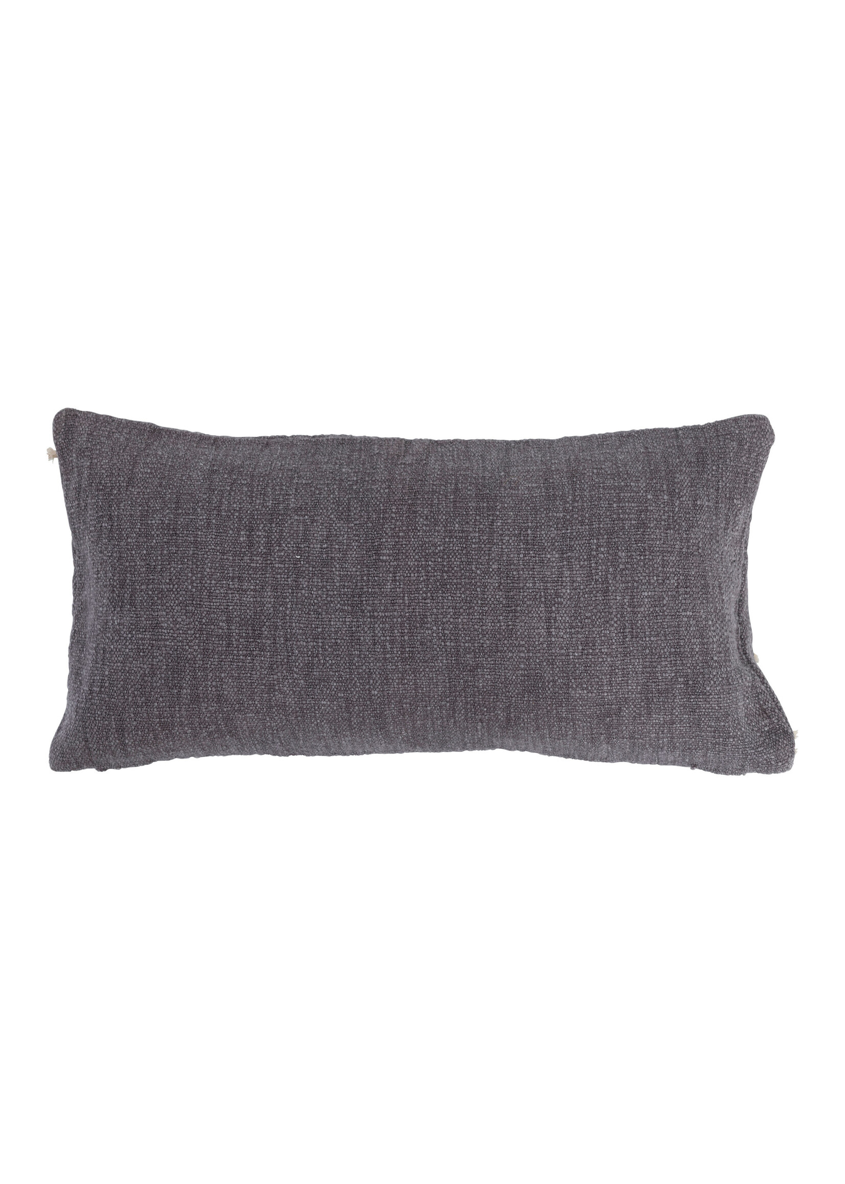 24" x 12" Cotton Lumbar Pillow with Appliqued Rope & Metallic Embroidery Grey