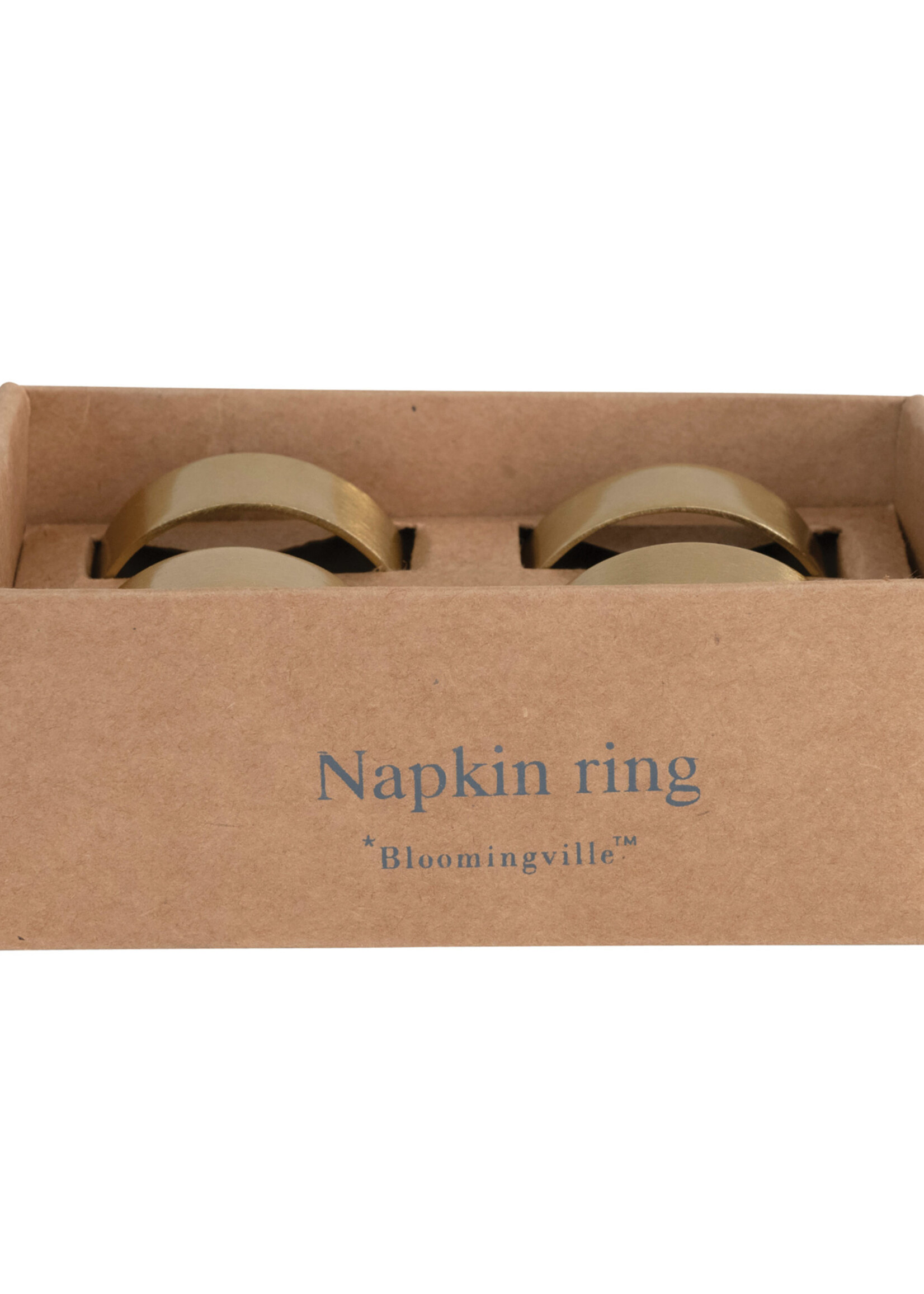 Bloomingville Brass Napkin Rings in Box, Set of 4 Brass