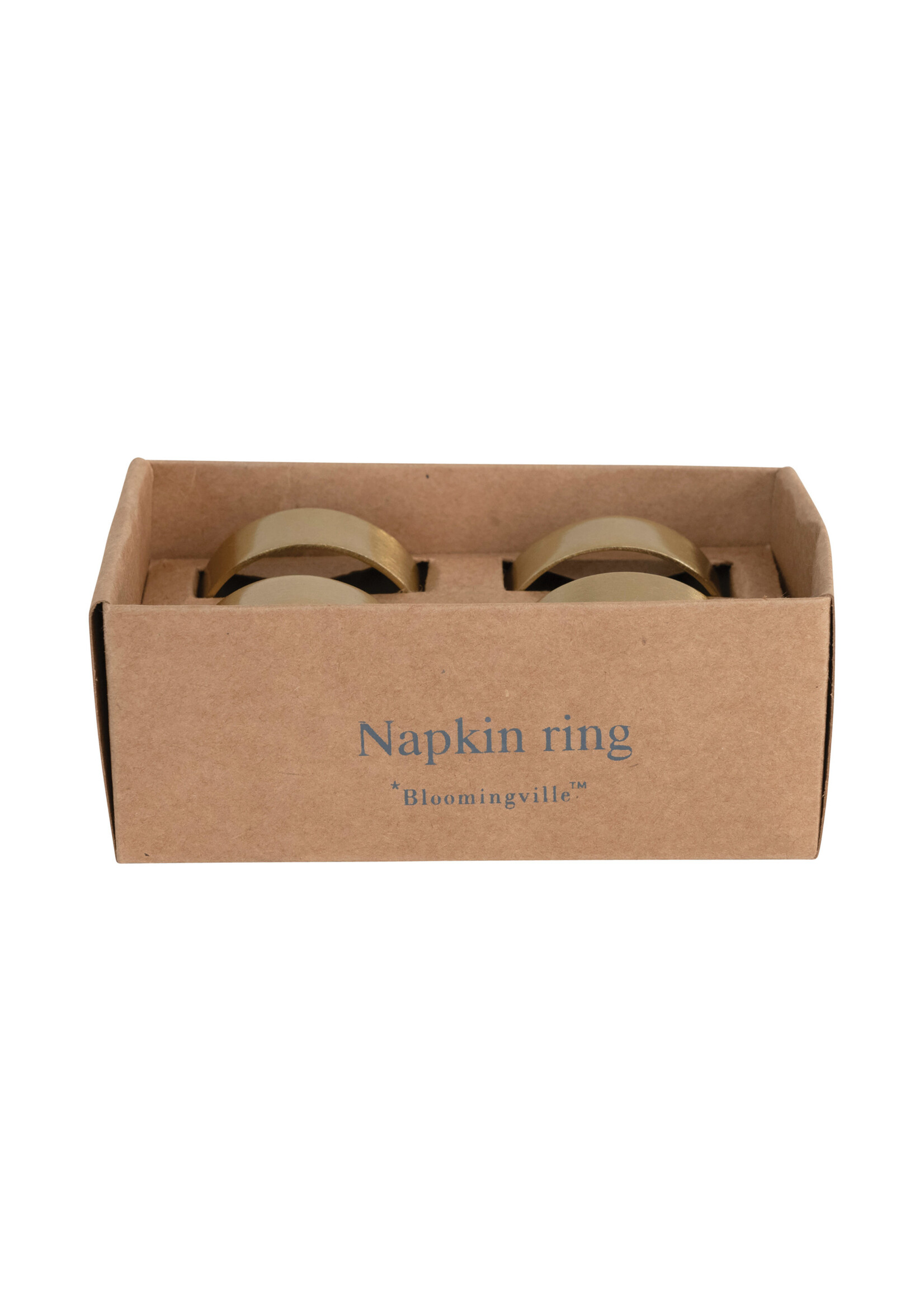 Brass Napkin Rings in Box, Set of 4 Brass