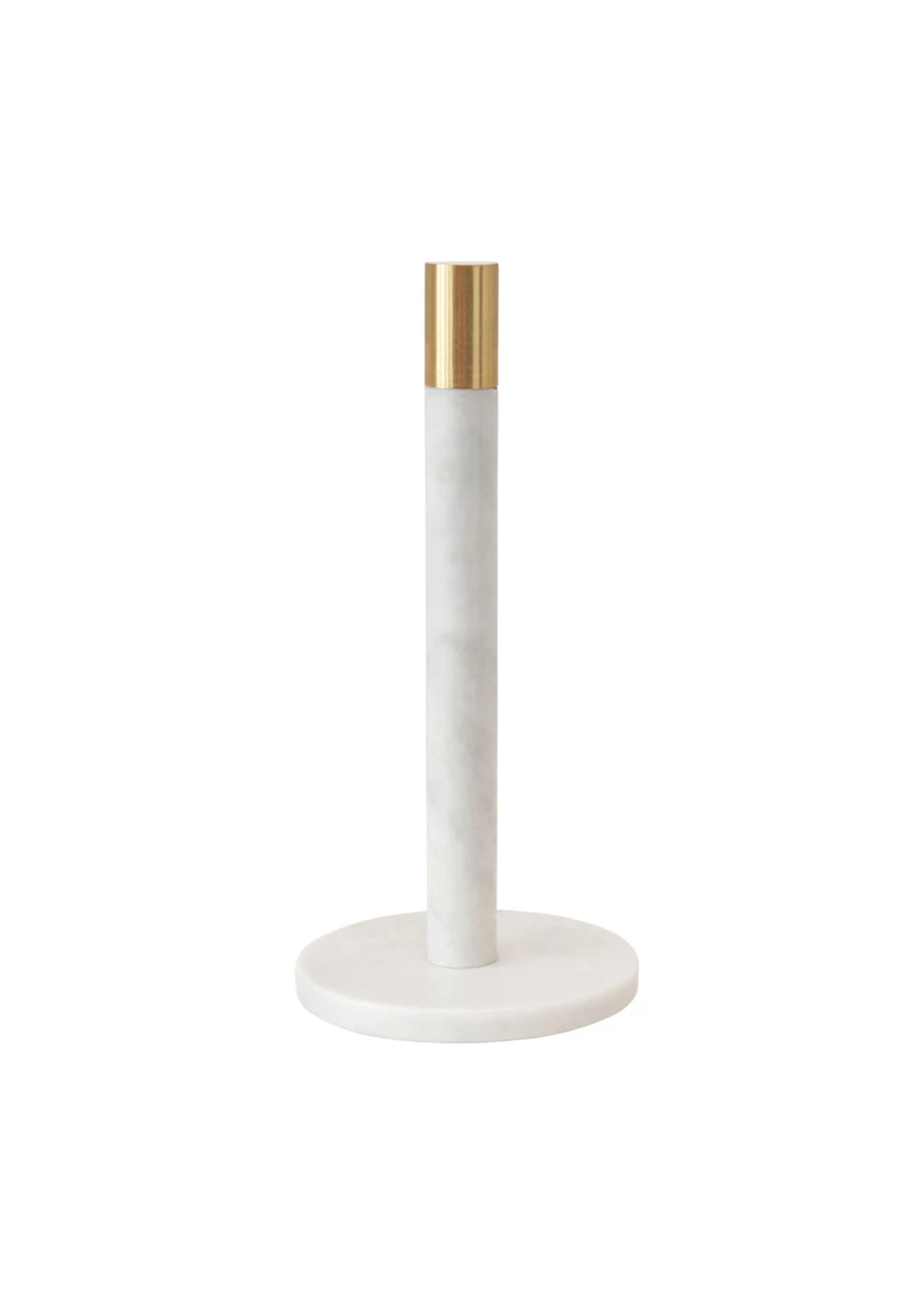 White Marble Towel Holder with Brass Top
