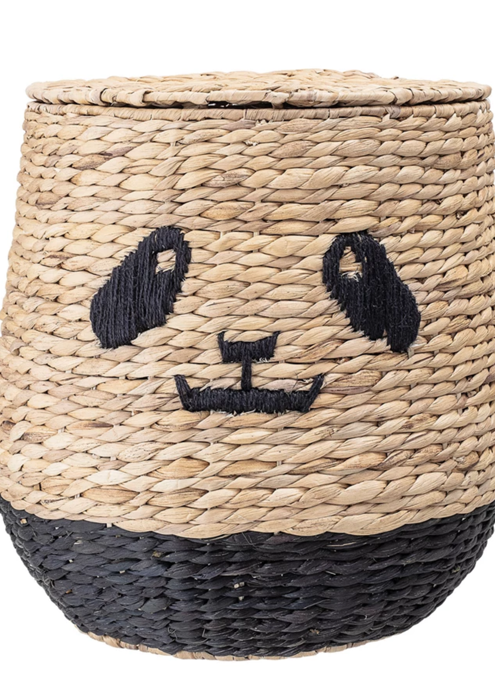Bloomingville Rattan Basket with Lid and Panda Face Natural