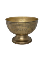 Decorative Metal Footed Bowl with Etched Pattern, Antique Brass Finish