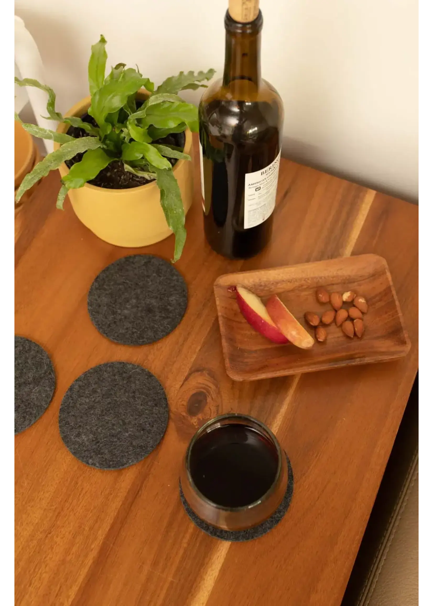 4-Pack Round Felt Coasters Charcoal