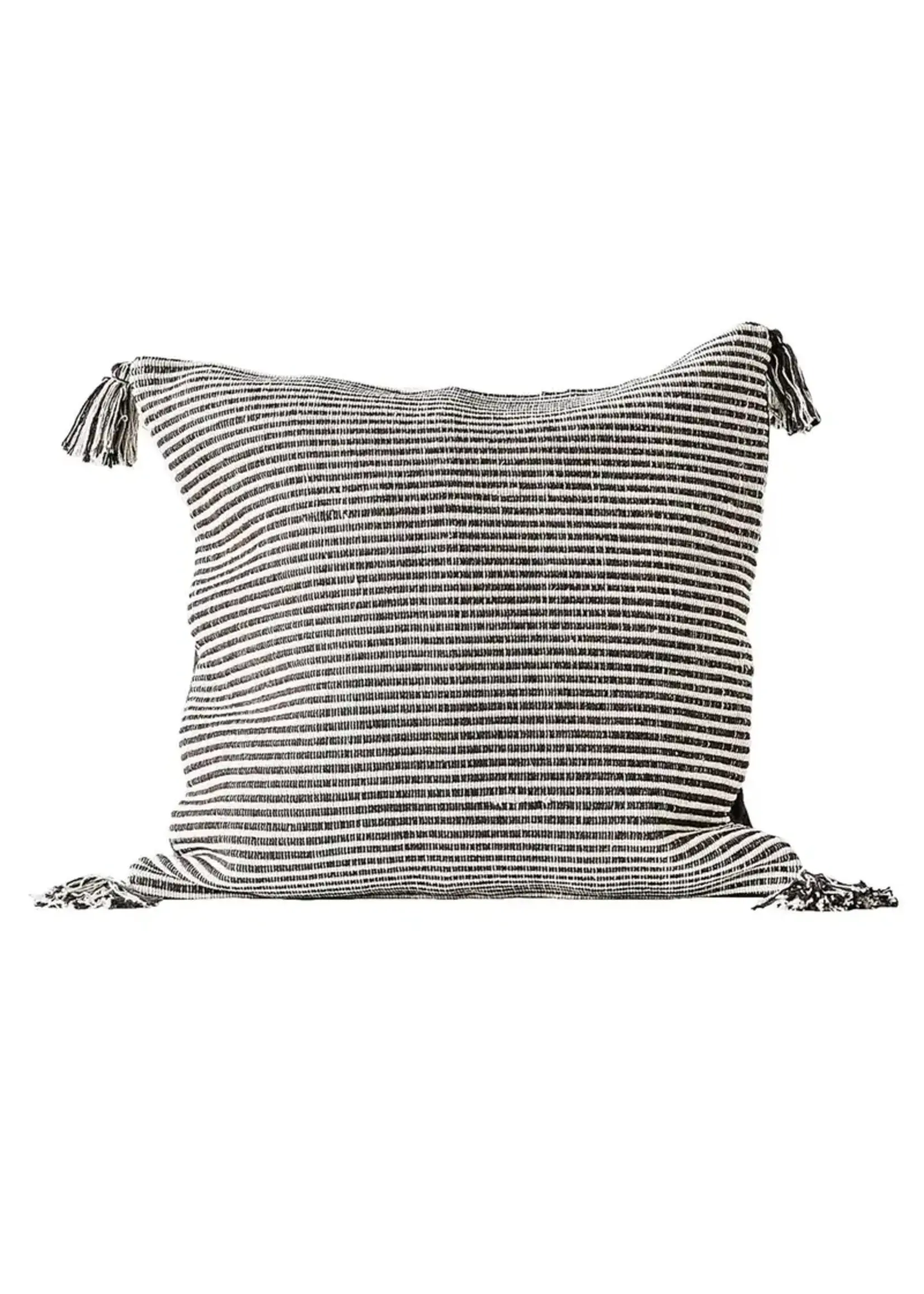 Square Woven Cotton Striped Pillow w/ Tassels