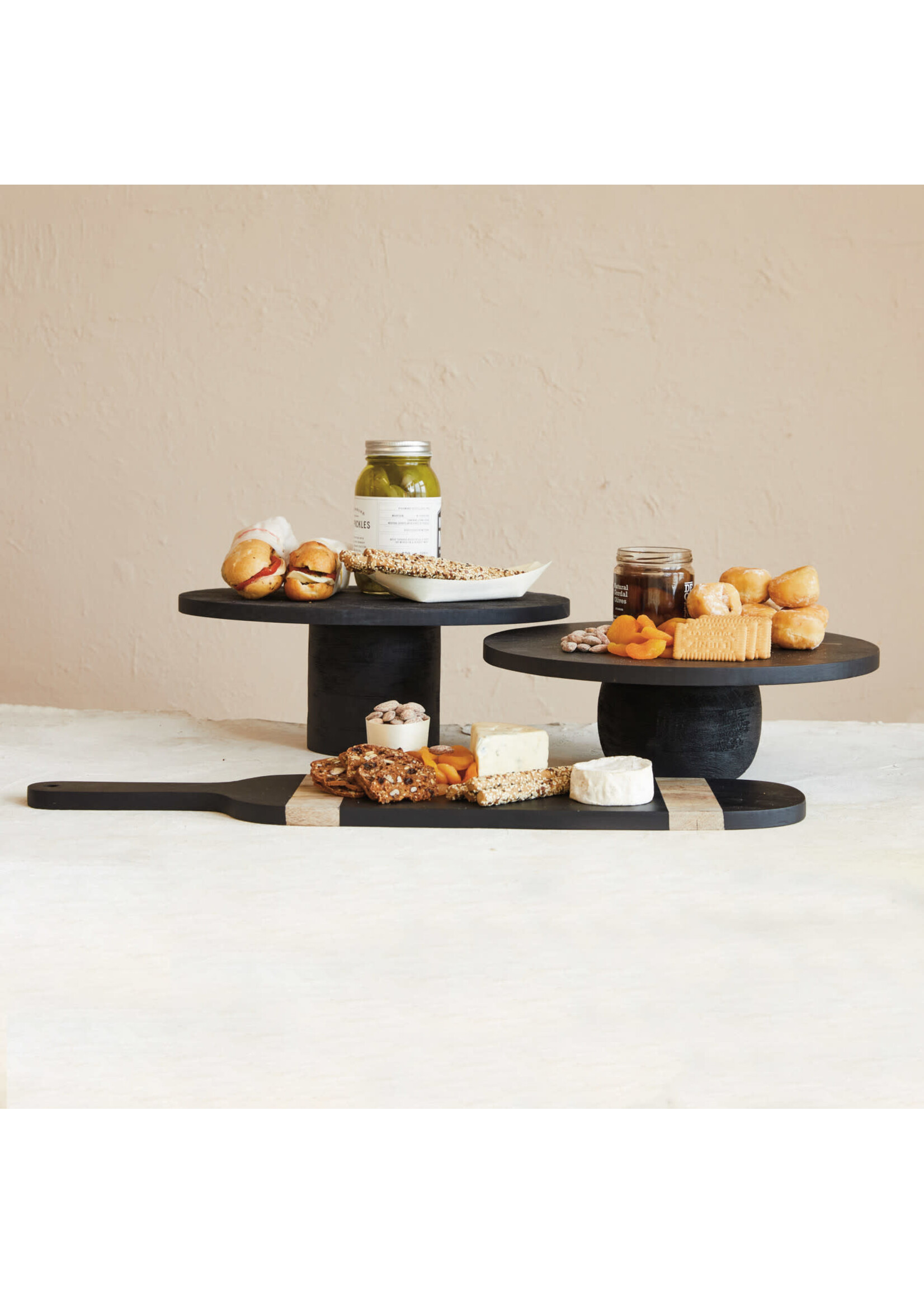 Mango Wood Pedestal, Black