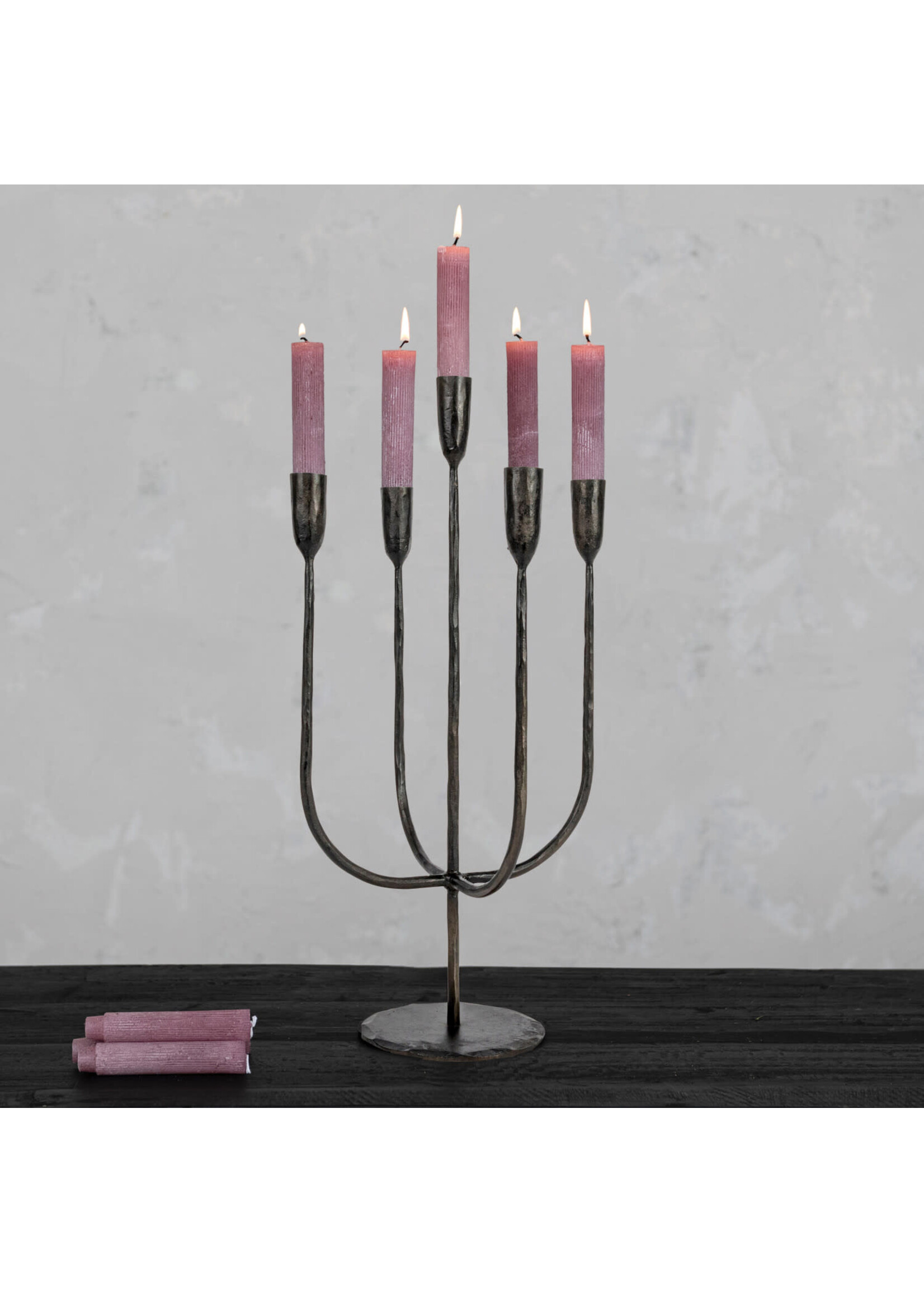 Hand-Forged Metal Candelabra, Black (Holds 5 Tapers)