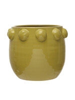 Terra-cotta Planter with Raised Dots (Chartreuse)