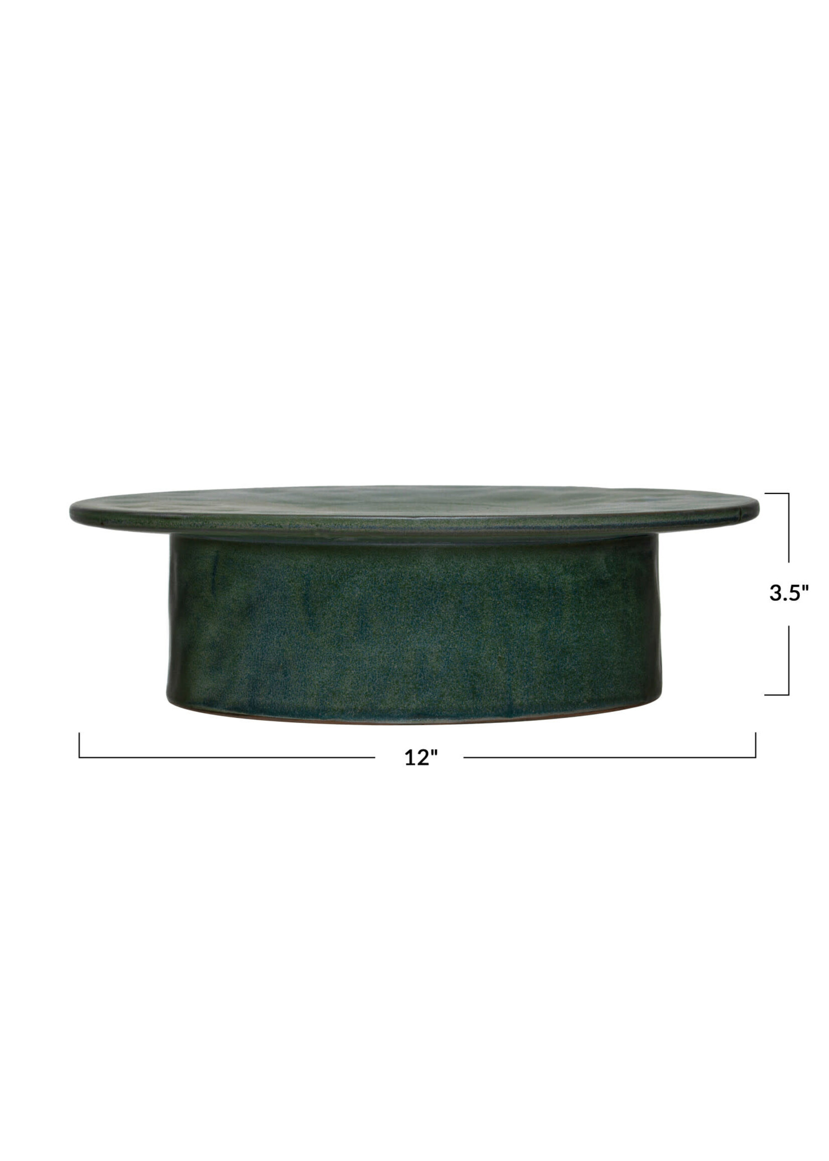 Green Stoneware Pedestal - Unique