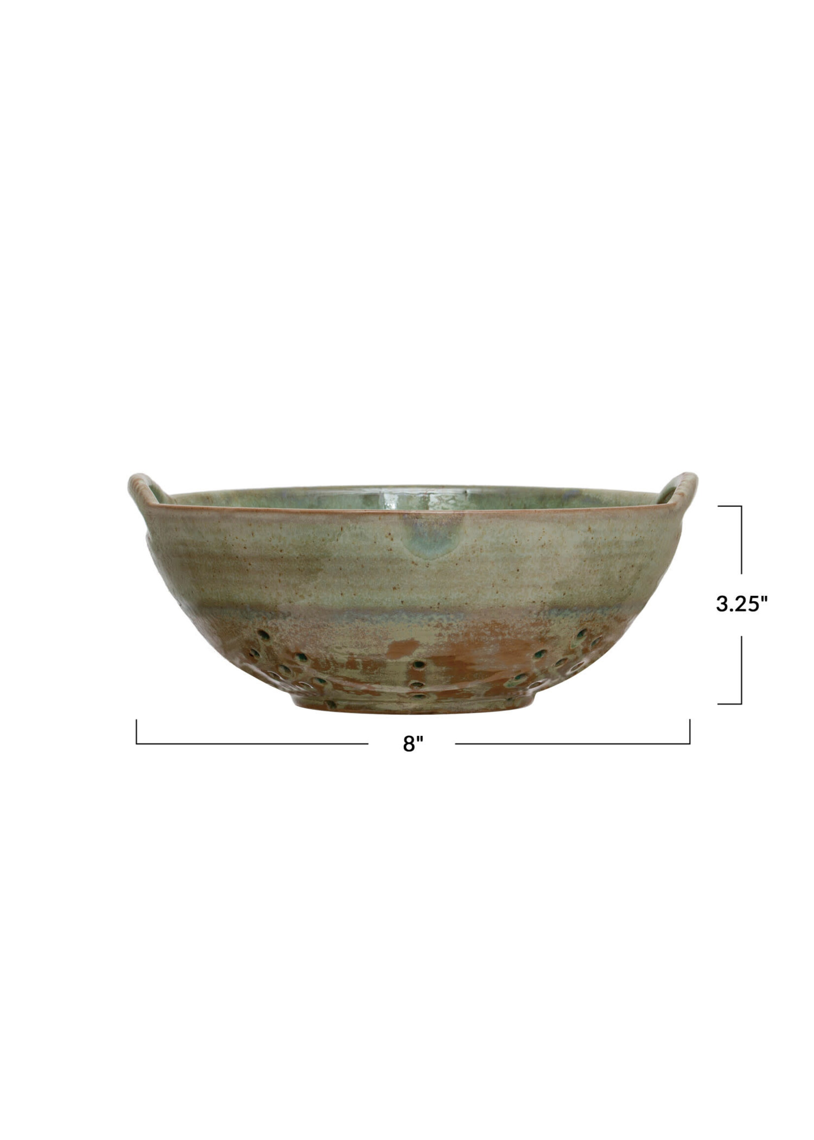 Stoneware Berry Bowl w/ Handles, Aqua (Each One Will Vary)